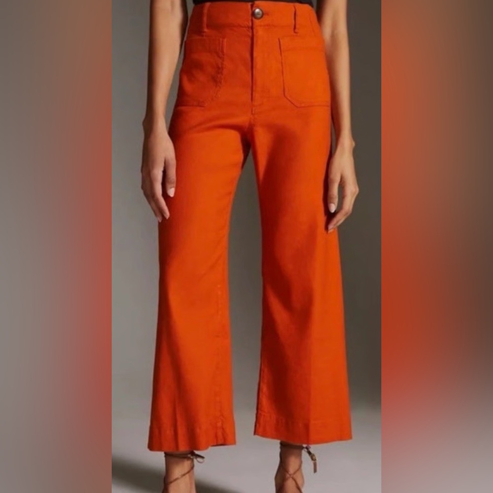 Anthropologie Collette Wide-Leg Pants in Bright Orange